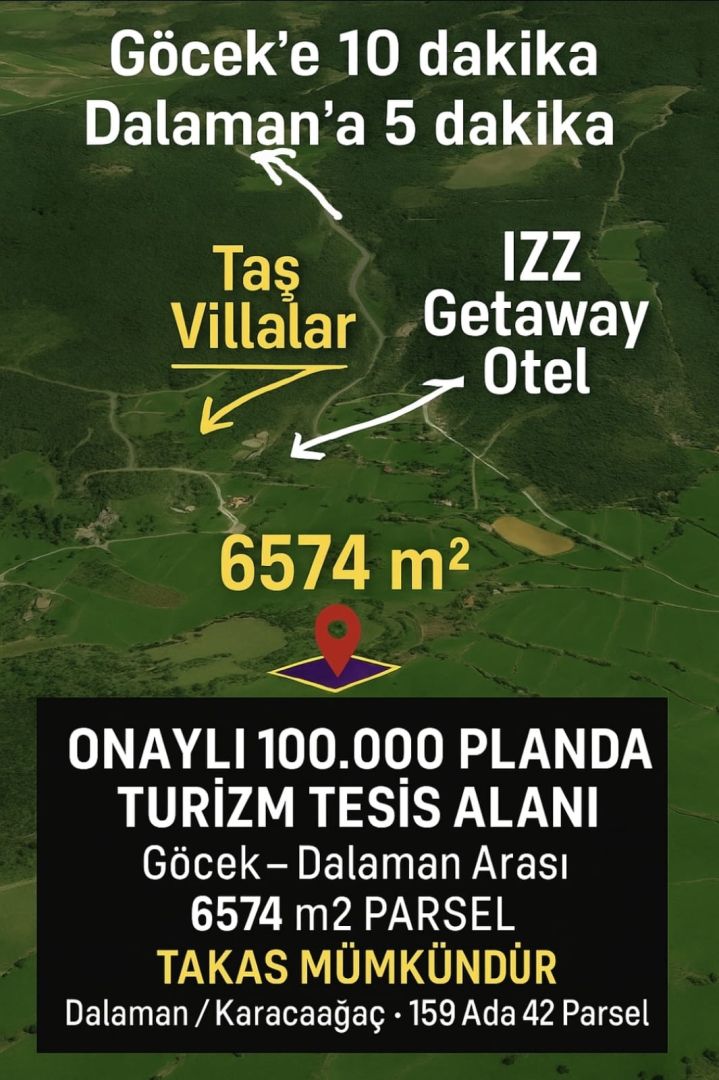 Motor Yat, Dükkan veya Araç Takaslı 6574 m² Turizm İmarlı Parsel