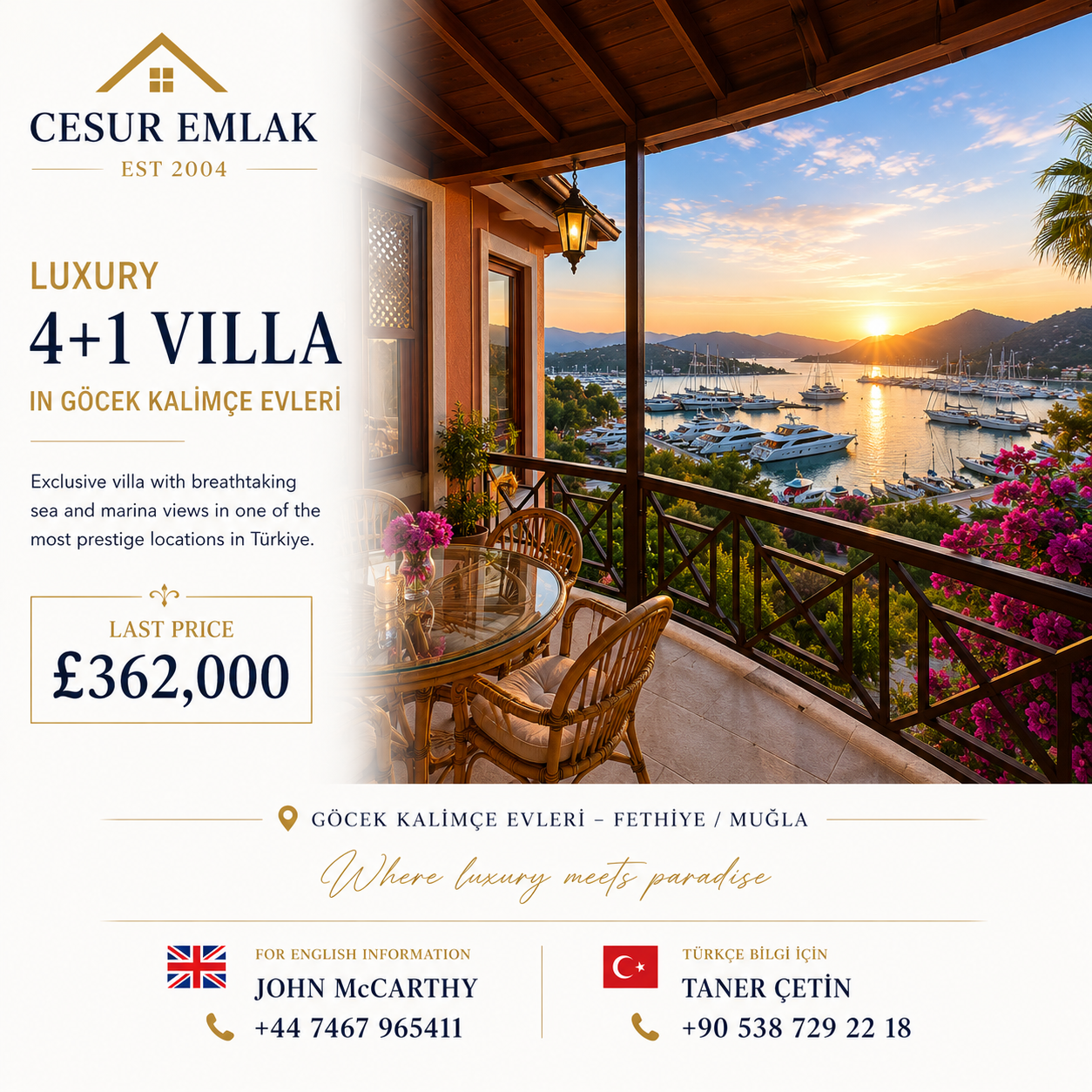 Göcek'in En Prestijli Sitesinde Satılık Deniz Manzaralı Villa
