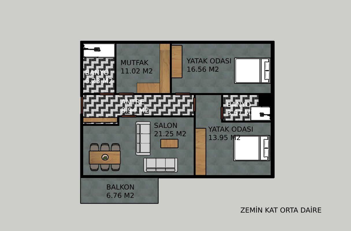 DALAMAN MERKEZ'DE SATILIK LÜKS 2+1 DAİRELER