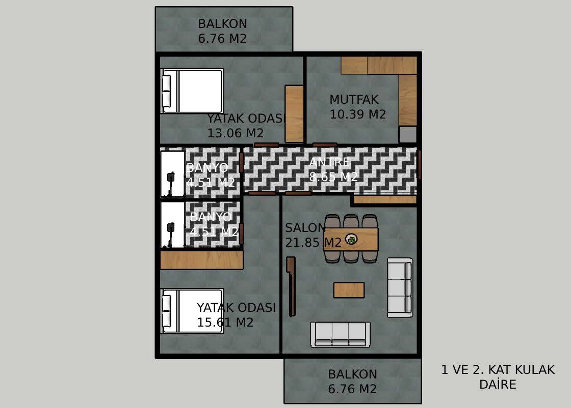 DALAMAN MERKEZ'DE SATILIK LÜKS 2+1 DAİRELER